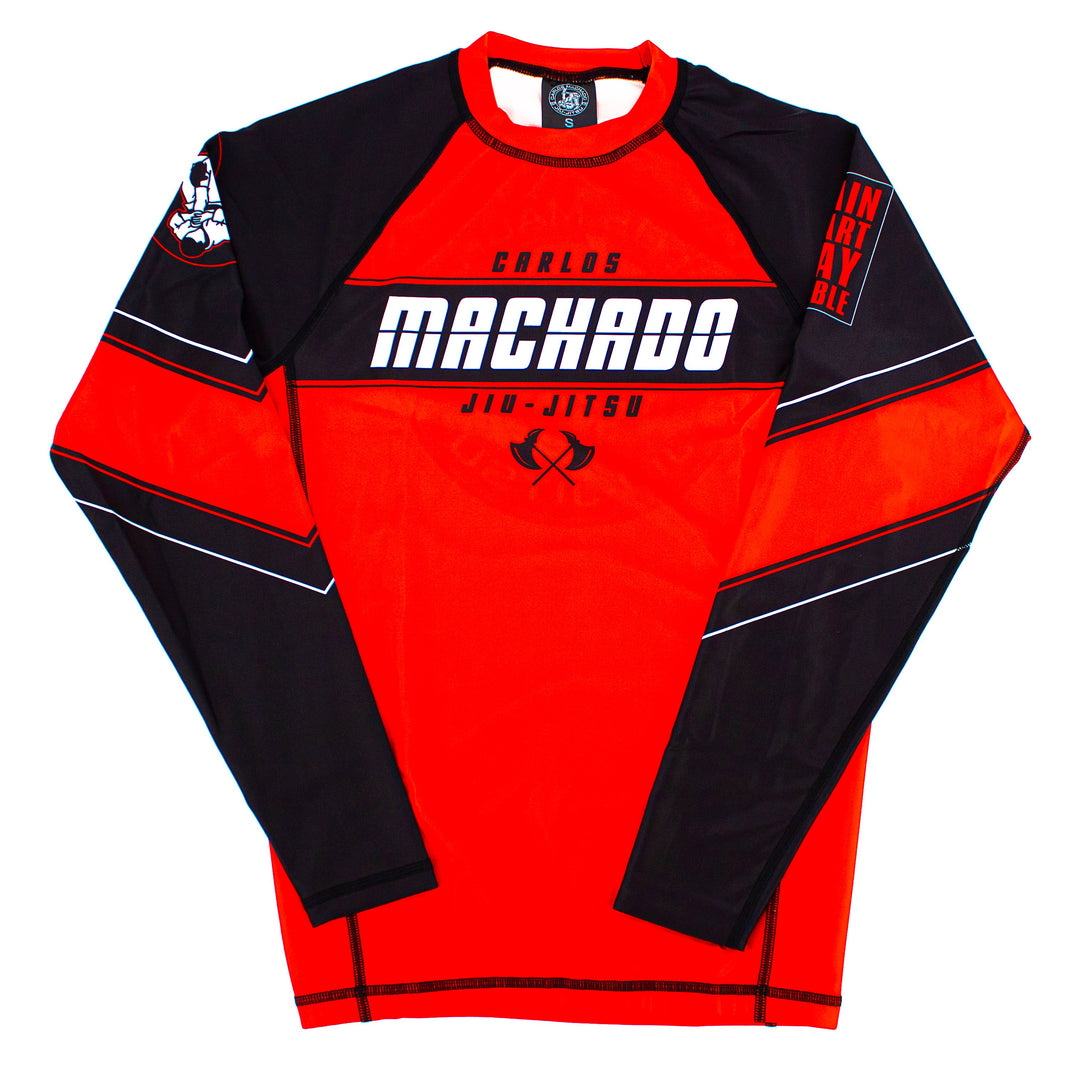 Angled CMJJ Long Sleeve Rash Guard: Ranked White - Black - CMJJ Gear