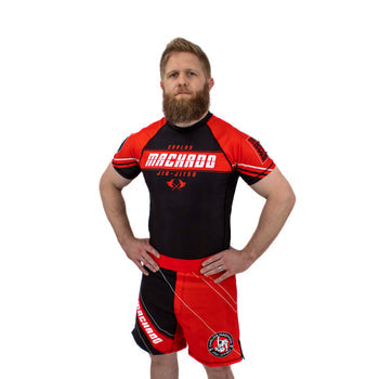 Angled CMJJ Short Sleeve Rash Guard: Ranked White - Black - CMJJ Gear