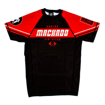 Angled CMJJ Short Sleeve Rash Guard: Ranked White - Black - CMJJ Gear