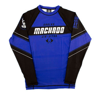 Angled CMJJ Long Sleeve Rash Guard: Ranked White - Black - CMJJ Gear