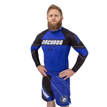 Angled CMJJ Long Sleeve Rash Guard: Ranked White - Black - CMJJ Gear