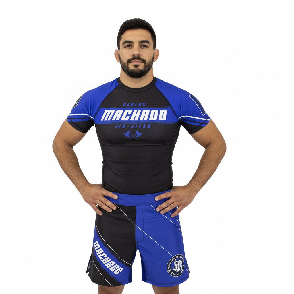 Angled CMJJ Blue Rash Guard SS - CMJJ Gear
