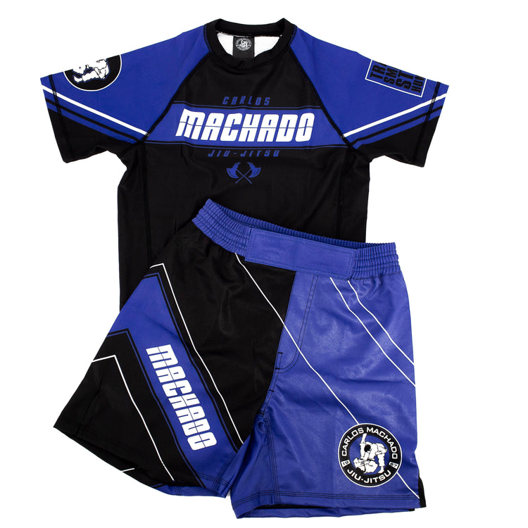 Angled CMJJ Blue Rash Guard SS - CMJJ Gear