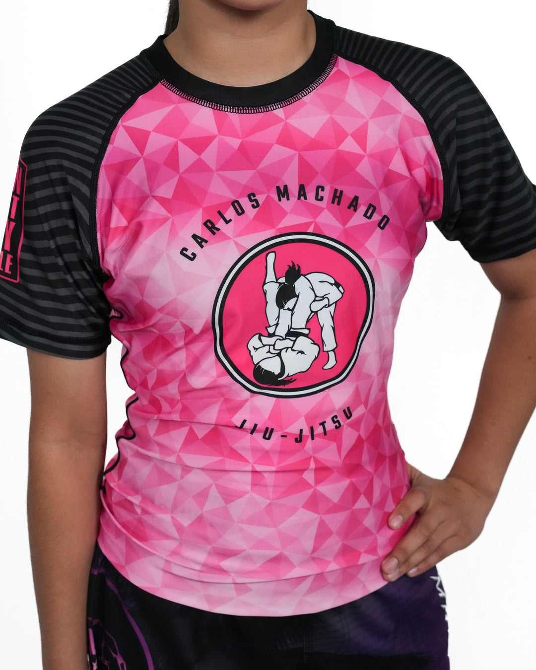 Girls Pink Diamond Rash Guard