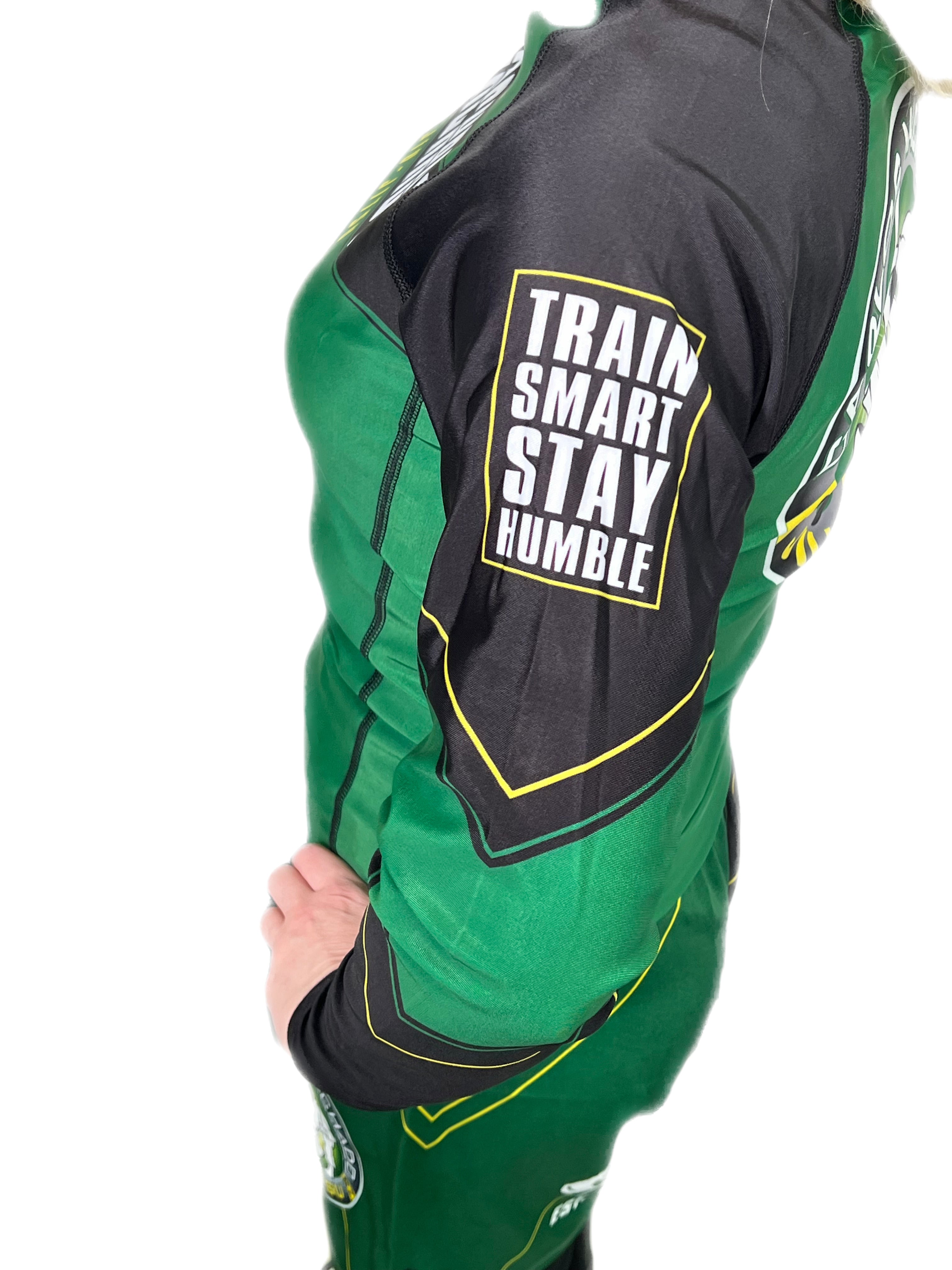 Angled CMJJ Green / Yellow Rash Guard LS - CMJJ Gear