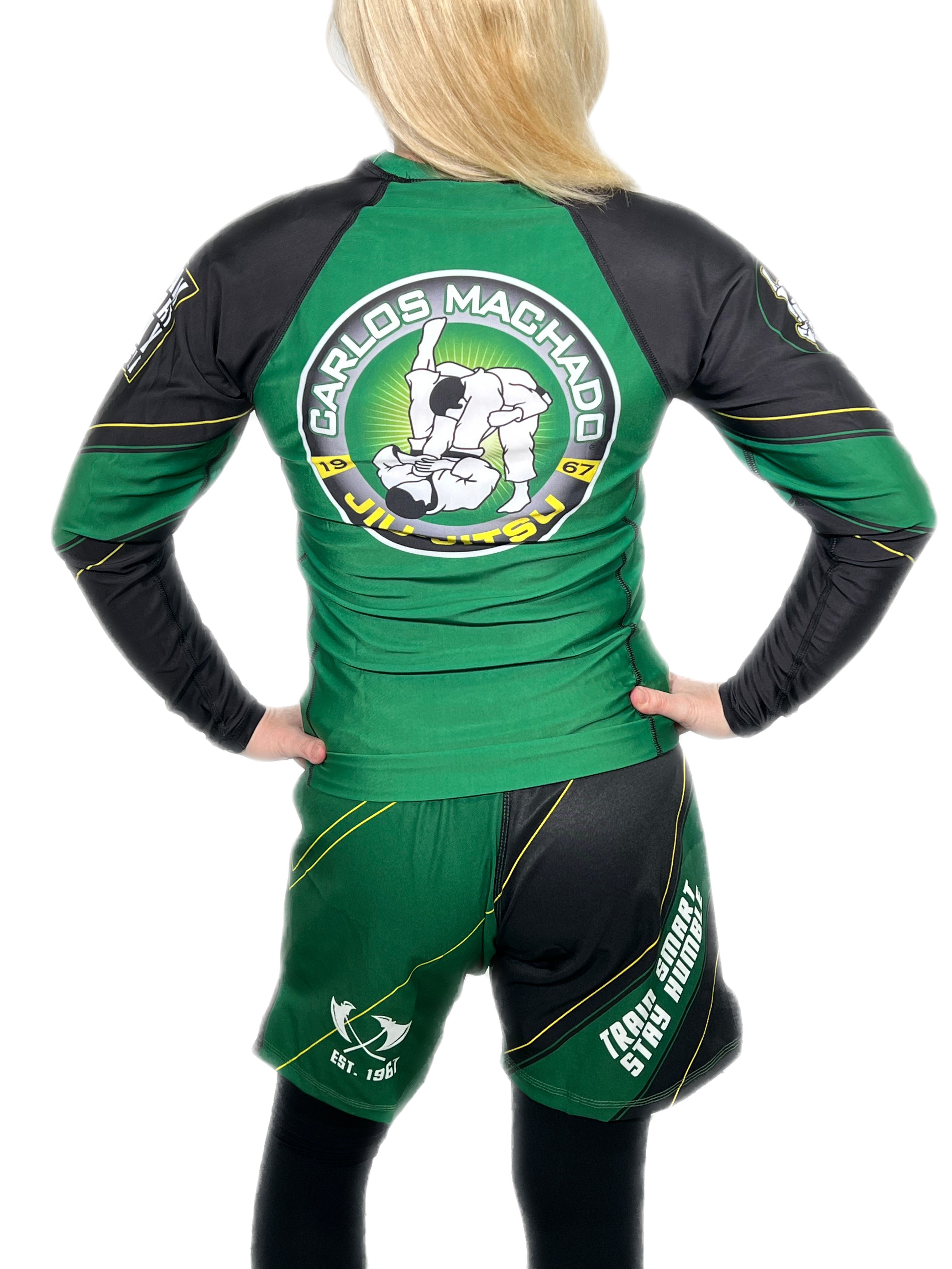 Angled CMJJ Green / Yellow Rash Guard LS - CMJJ Gear