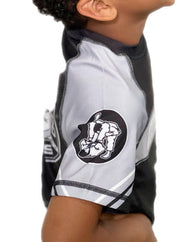 Angled CMJJ Short Sleeve Rash Guard SS - Youth Ranked White to Blue - CMJJ Gear