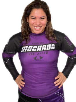 Angled CMJJ Long Sleeve Rash Guard: Ranked White - Black - CMJJ Gear