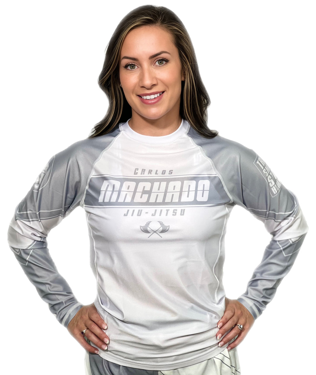 Angled CMJJ White Rash Guard LS - CMJJ Gear