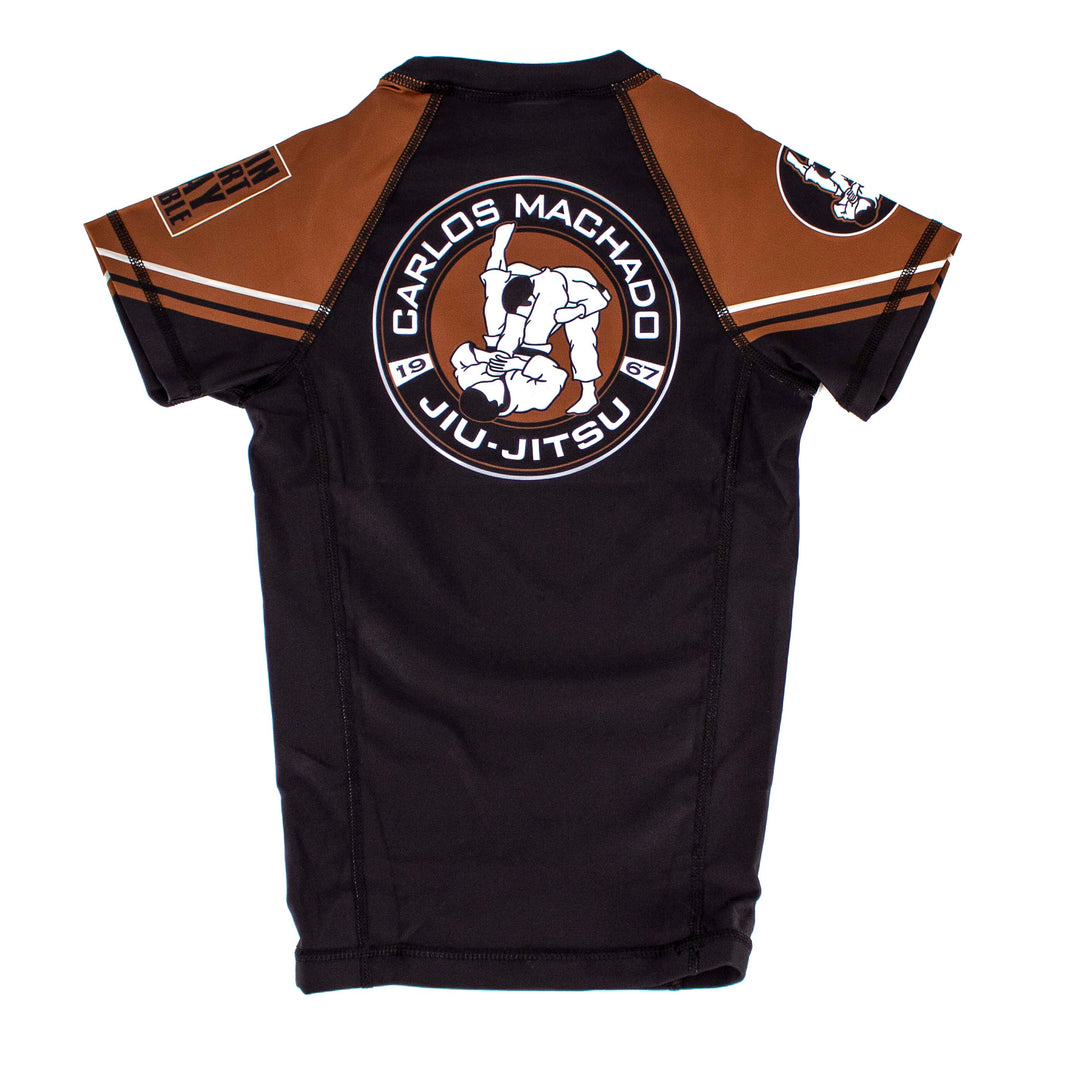 Angled CMJJ Brown Rash Guard SS - Youth - CMJJ Gear