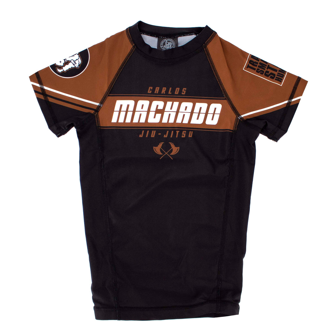 Angled CMJJ Brown Rash Guard SS - Youth - CMJJ Gear