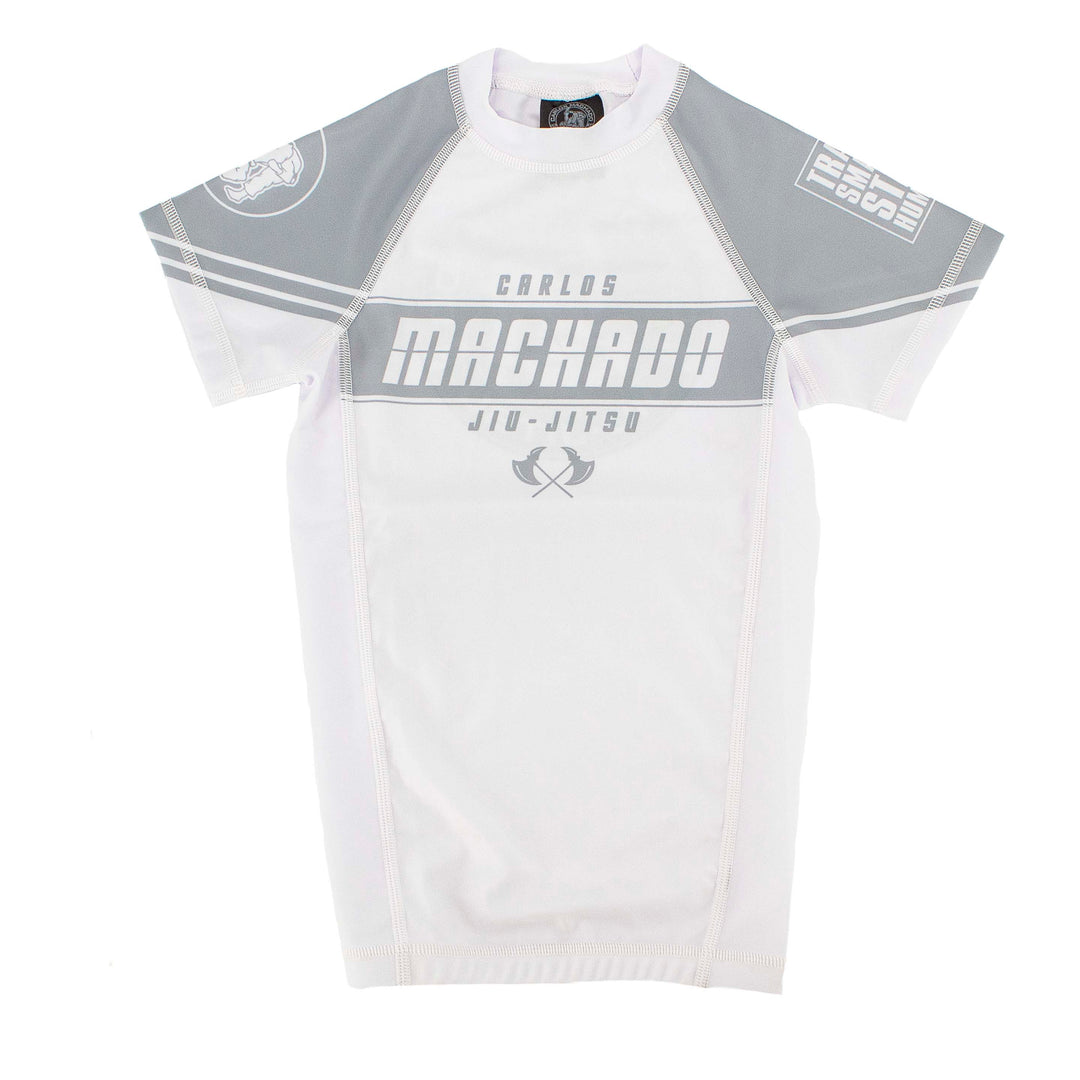 Angled CMJJ White Rash Guard SS - Youth - CMJJ Gear