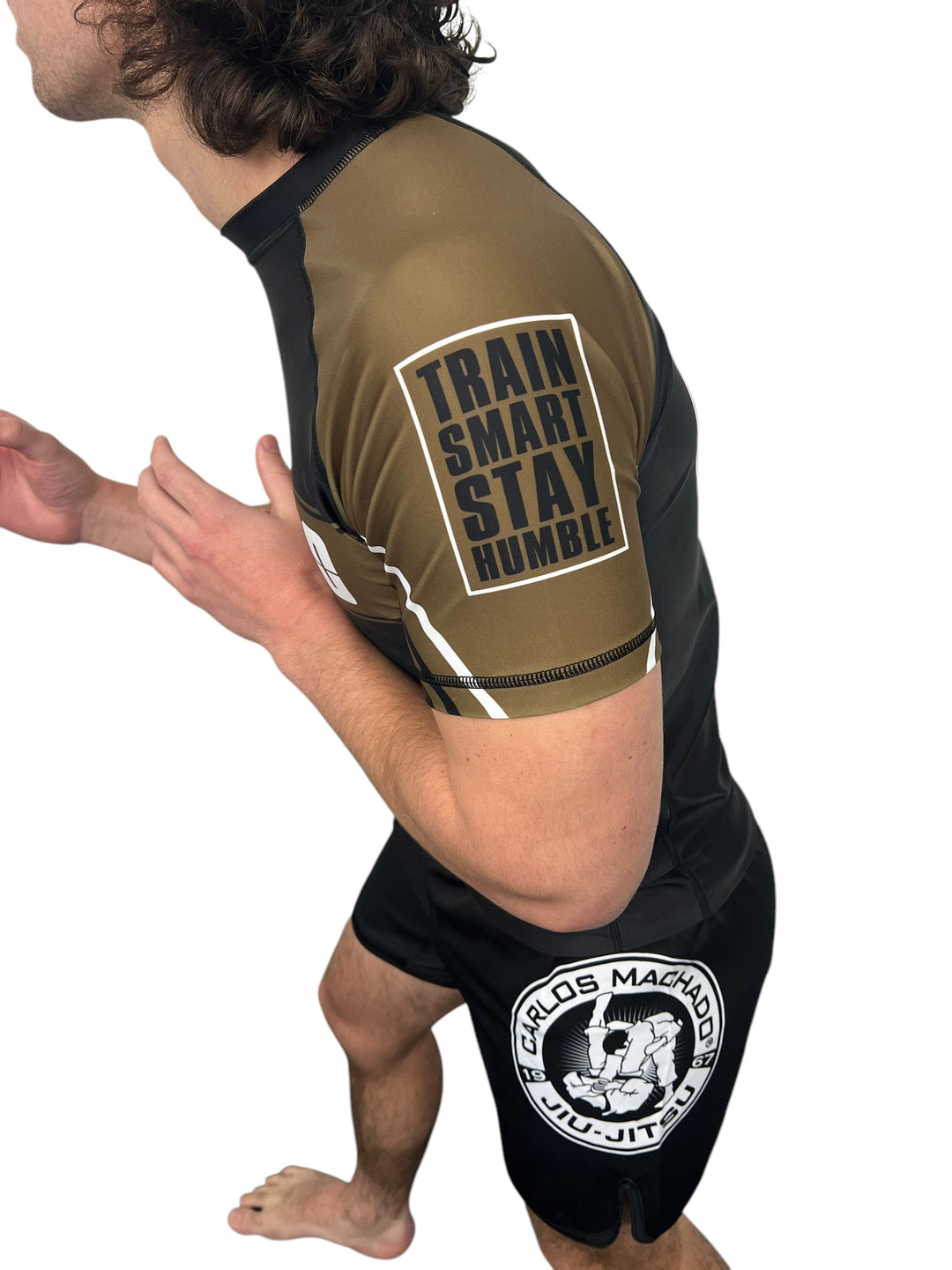 Angled Military Brown Short Sleeve Rashguard