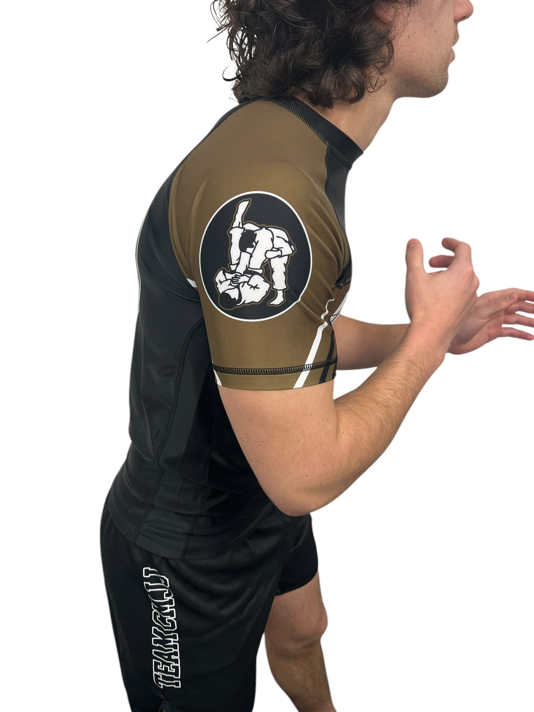 Angled Military Brown Short Sleeve Rashguard