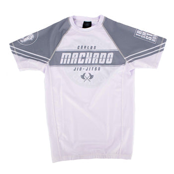 Angled CMJJ Short Sleeve Rash Guard: Ranked White - Black - CMJJ Gear