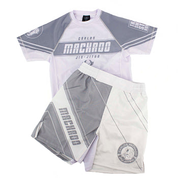 Angled CMJJ Short Sleeve Rash Guard: Ranked White - Black - CMJJ Gear