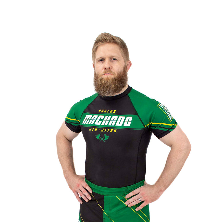 Angled CMJJ  Green / Yellow Rash Guard SS - CMJJ Gear