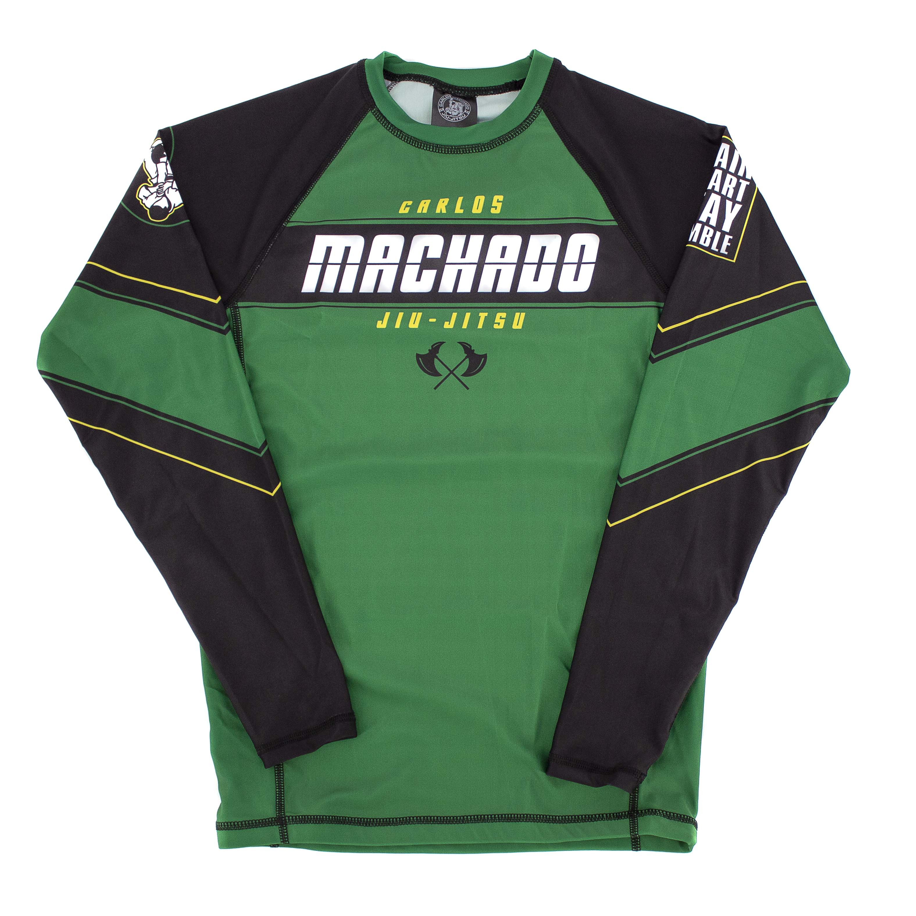 Angled CMJJ Green / Yellow Rash Guard LS - CMJJ Gear