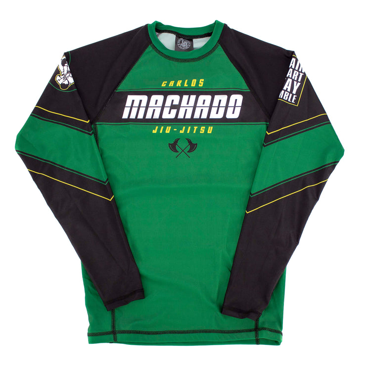 Angled CMJJ Green / Yellow Rash Guard LS - CMJJ Gear