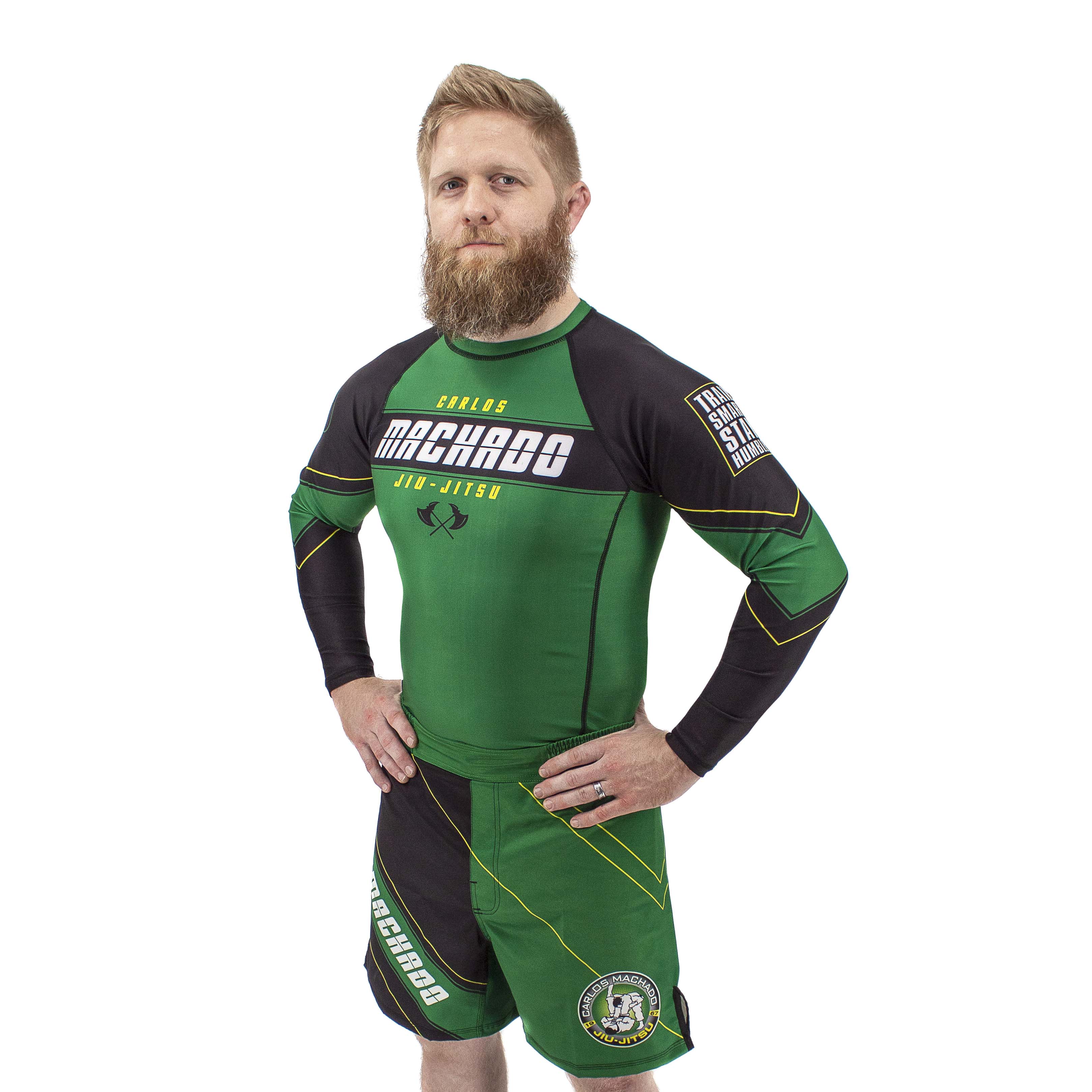 Angled CMJJ Green / Yellow Rash Guard LS - CMJJ Gear