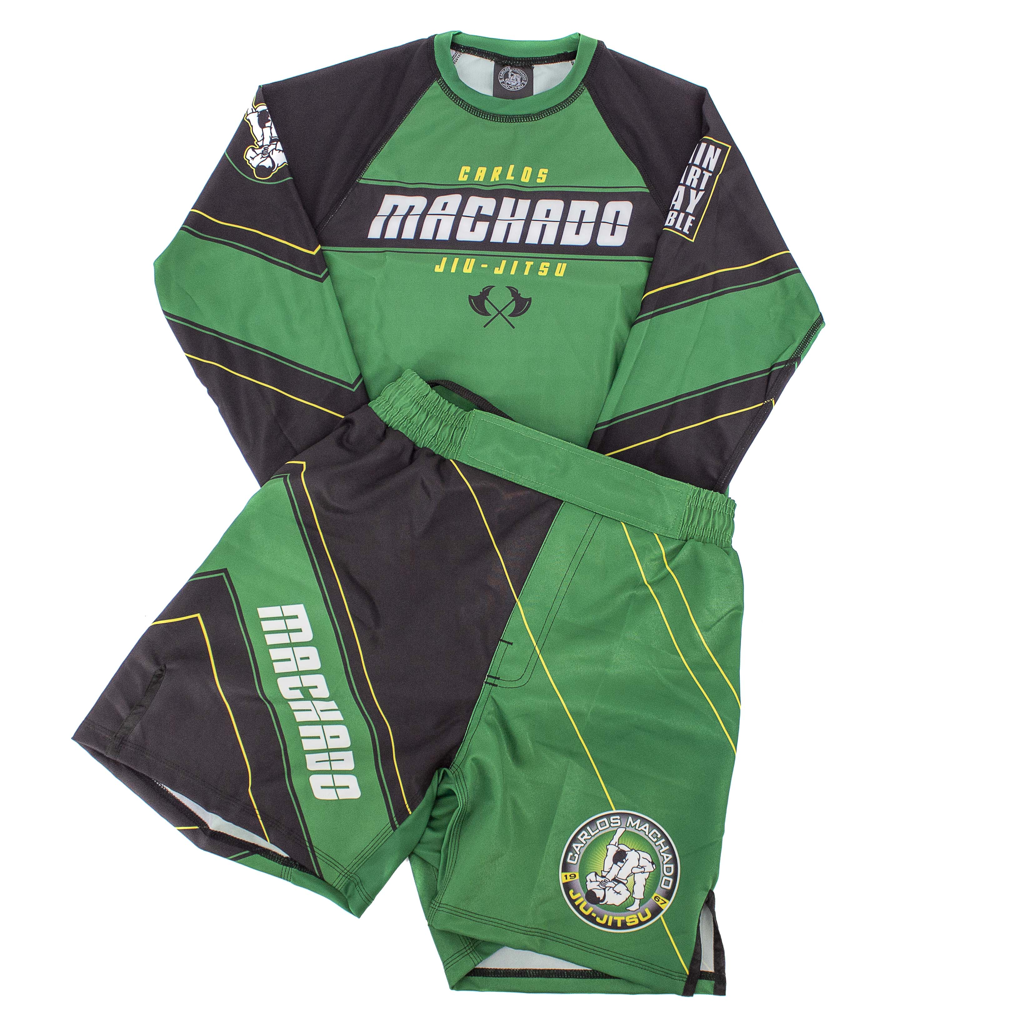 Angled CMJJ Green / Yellow Rash Guard LS - CMJJ Gear