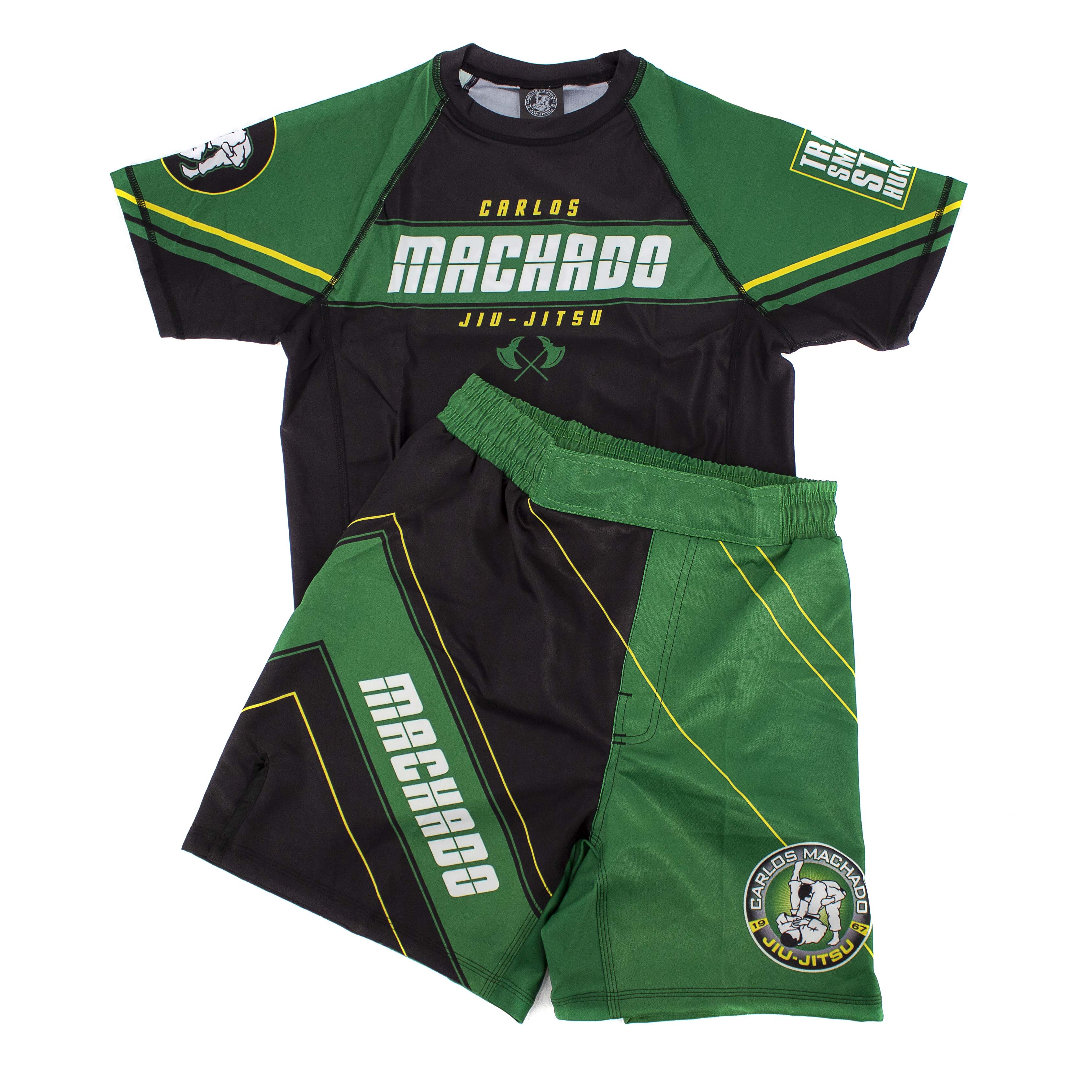 Angled CMJJ  Green / Yellow Rash Guard SS - CMJJ Gear