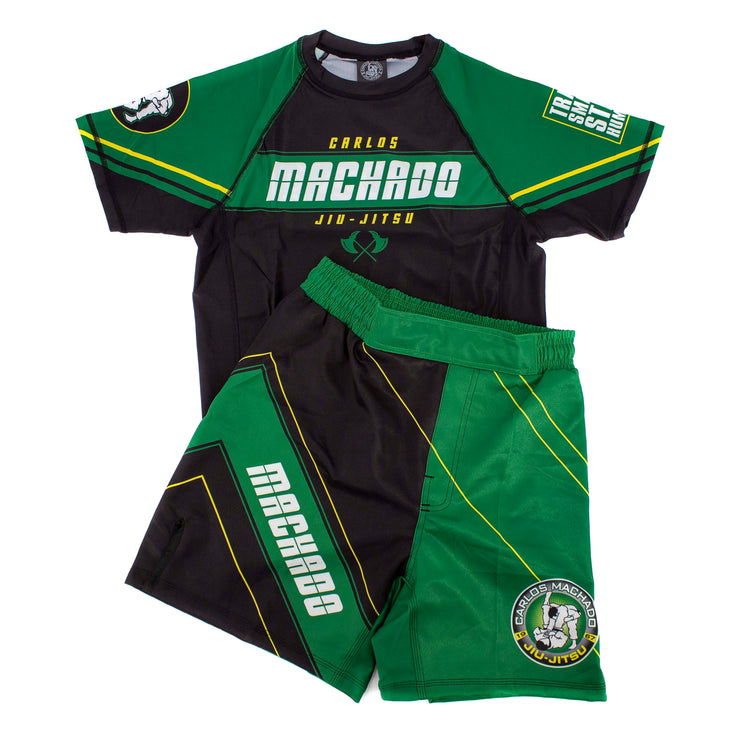 Angled CMJJ  Green / Yellow Rash Guard SS - CMJJ Gear